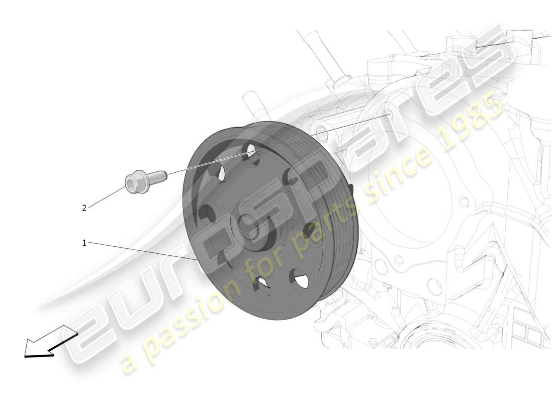 maserati mc20 (2023) sistema di raffreddamento: diagramma delle parti della pompa dell'acqua