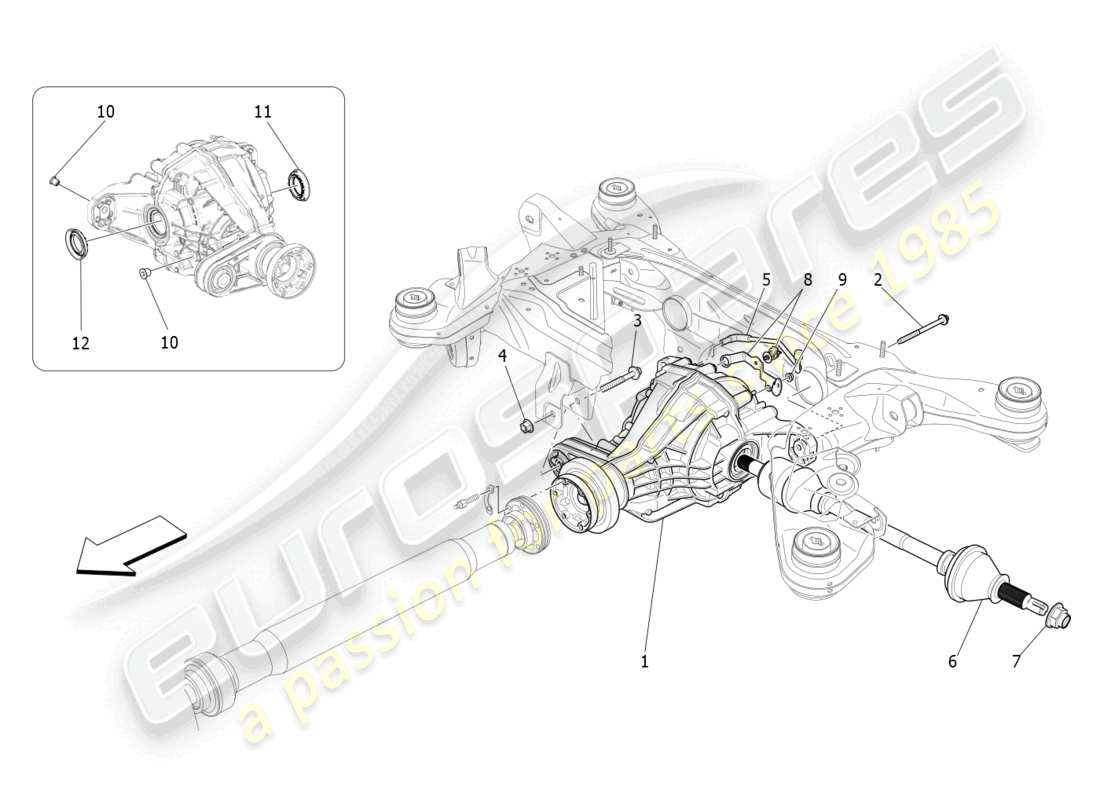 maserati levante tributo (2021) semi differenziali e assali posteriori diagramma delle parti