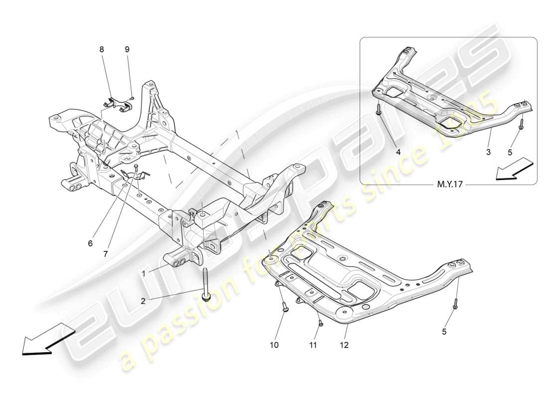 maserati levante (2020) sottotelaio anteriore diagramma delle parti