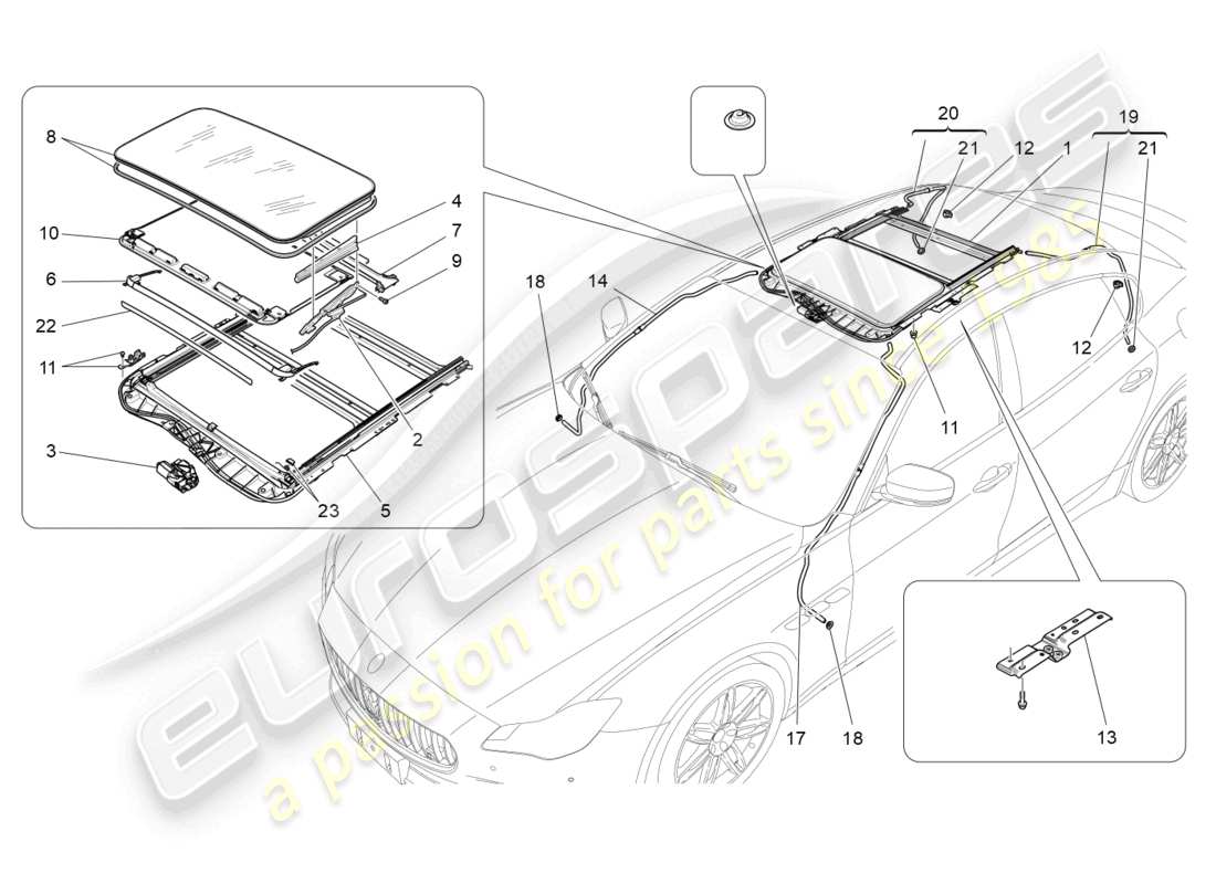 maserati quattroporte (2018) tetto apribile diagramma delle parti