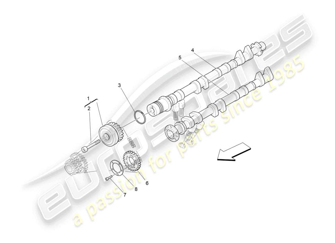 maserati granturismo mc stradale (2012) alberi a camme della testata sinistra diagramma delle parti