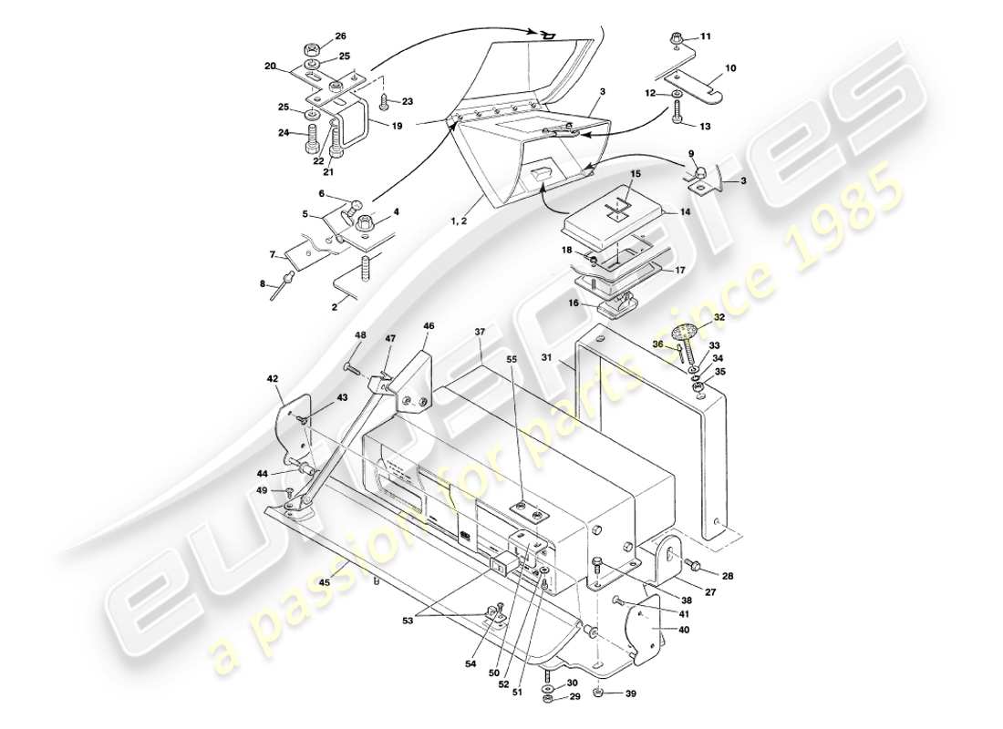 aston martin v8 volante (2000) diagramma delle parti di fascia e rivestimento