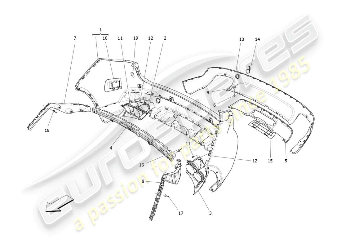maserati levante (2018) paraurti posteriore diagramma delle parti
