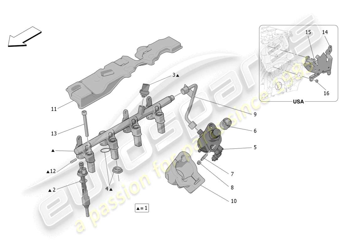 maserati grecale gt (2023) diagramma delle parti delle pompe del carburante e delle linee di collegamento