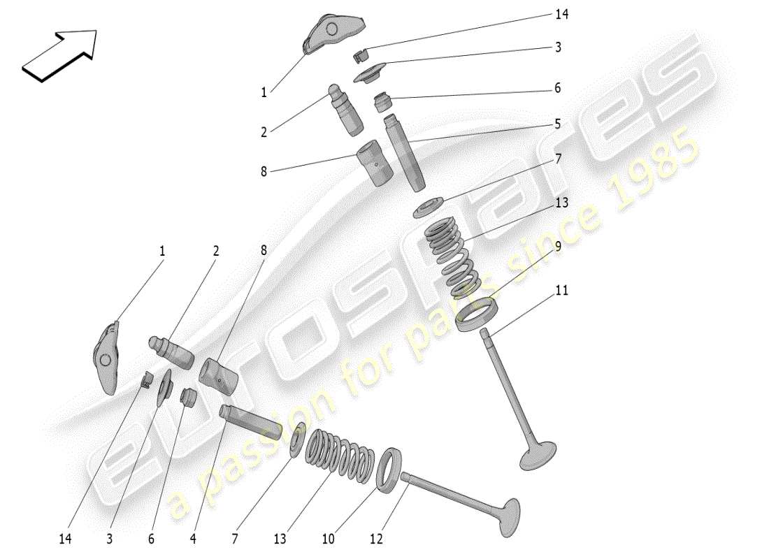 maserati mc20 (2024) valvole diagramma delle parti