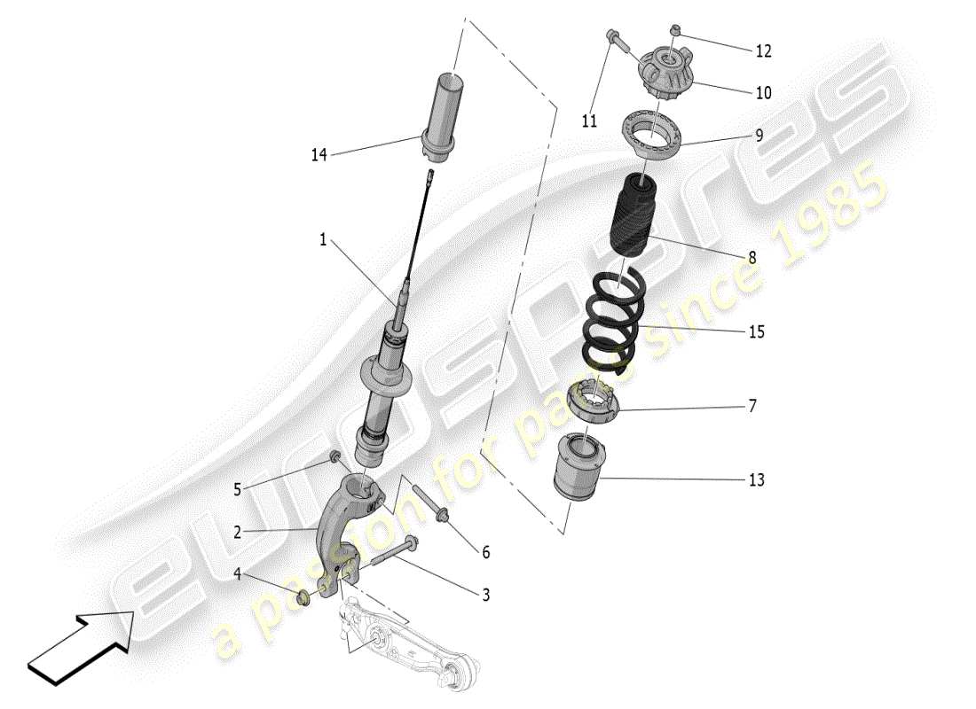 maserati mc20 (2024) dispositivi ammortizzatori anteriori diagramma delle parti