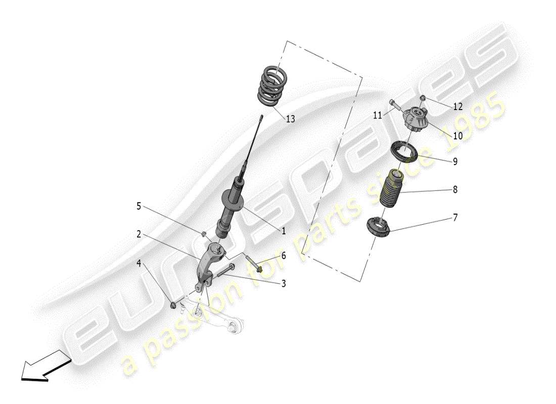 maserati mc20 (2024) schema delle parti dei dispositivi ammortizzatore posteriore