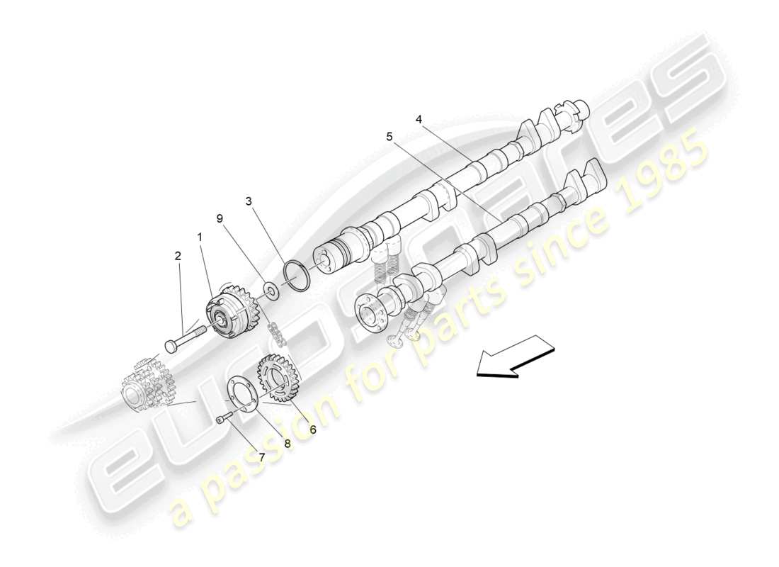 maserati grancabrio mc (2013) alberi a camme della testata sinistra diagramma delle parti