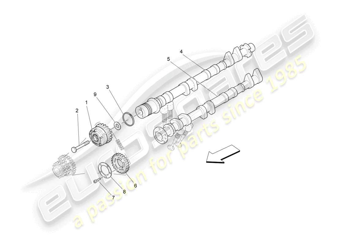 maserati grancabrio mc (2013) diagramma delle parti degli alberi a camme della testata sinistra