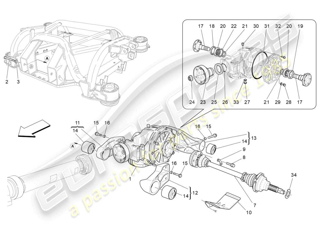 maserati grancabrio mc (2013) semi differenziali e assali posteriori diagramma delle parti