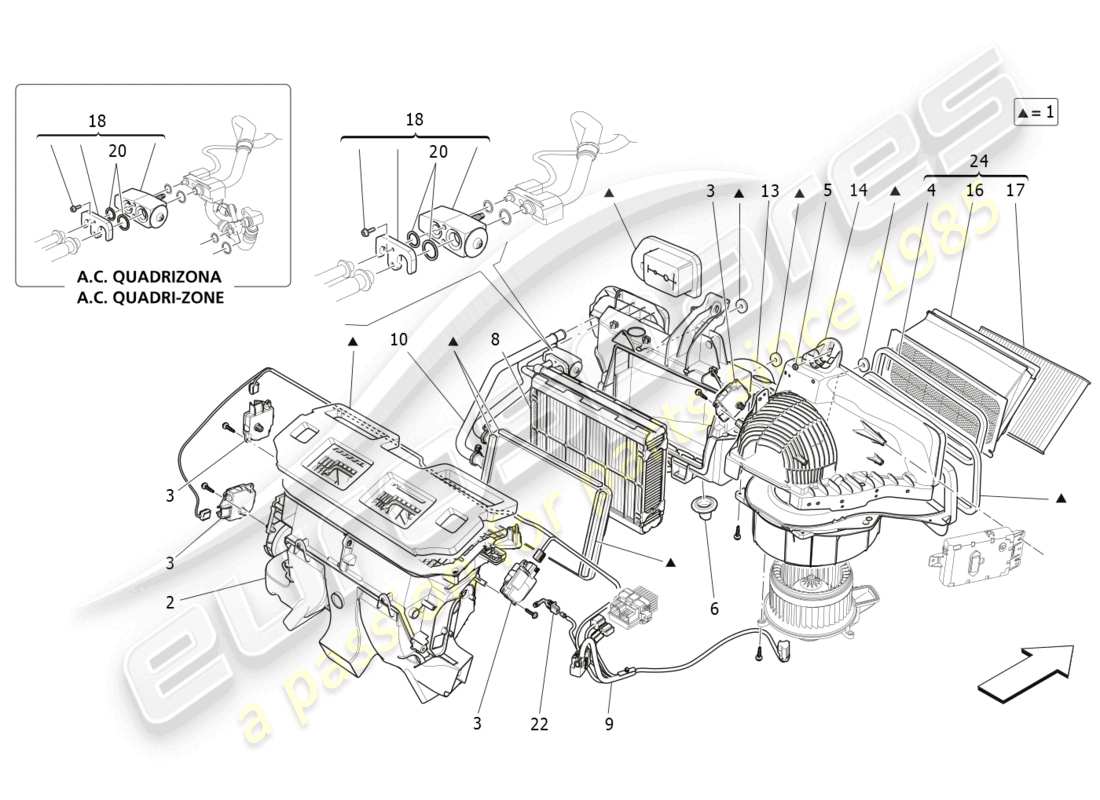 maserati levante (2017) unità a/c: dispositivi di cruscotto diagramma delle parti