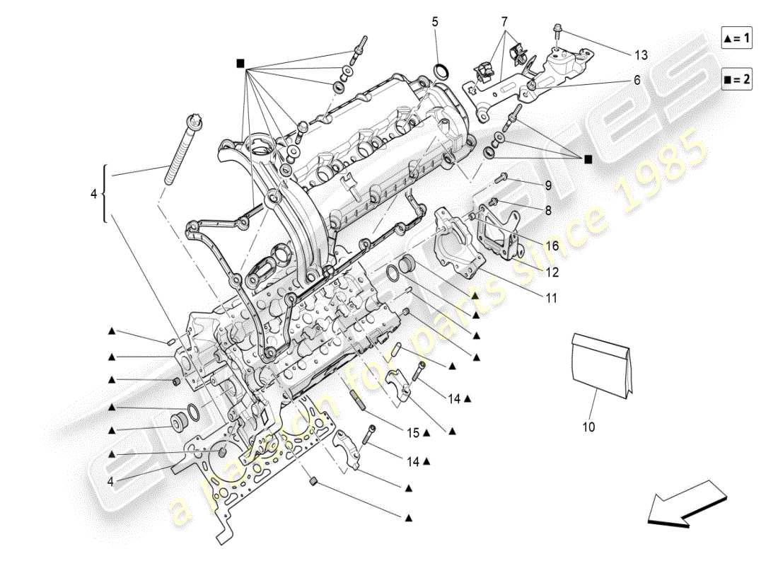 maserati ghibli (2019) diagramma delle parti della testata del cilindro sinistra