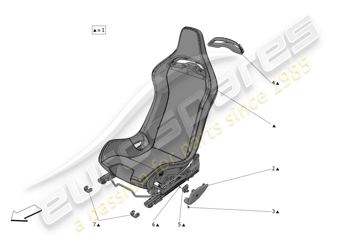 maserati mc20 (2023) sedili: pannelli di rivestimento schema delle parti