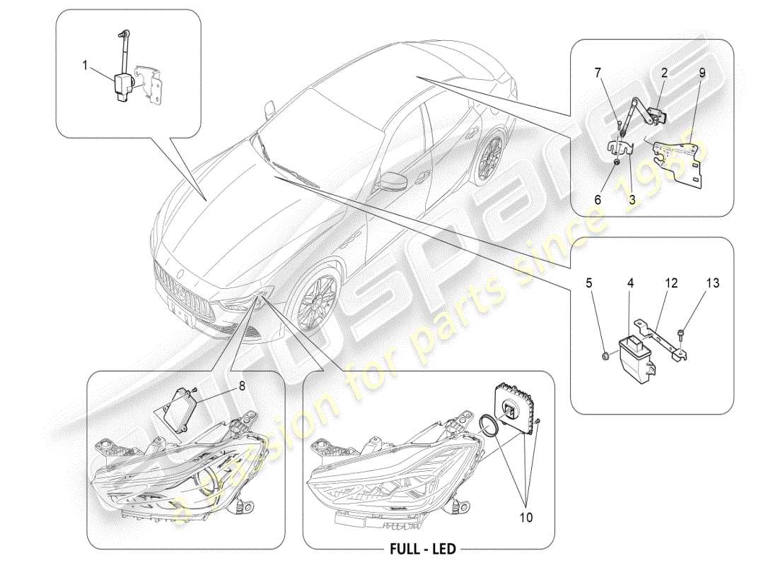 maserati ghibli (2019) diagramma delle parti di controllo del sistema di illuminazione