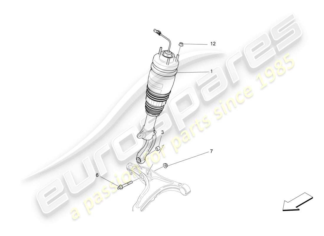 maserati levante zenga (2020) diagramma delle parti dei dispositivi dell'ammortizzatore anteriore