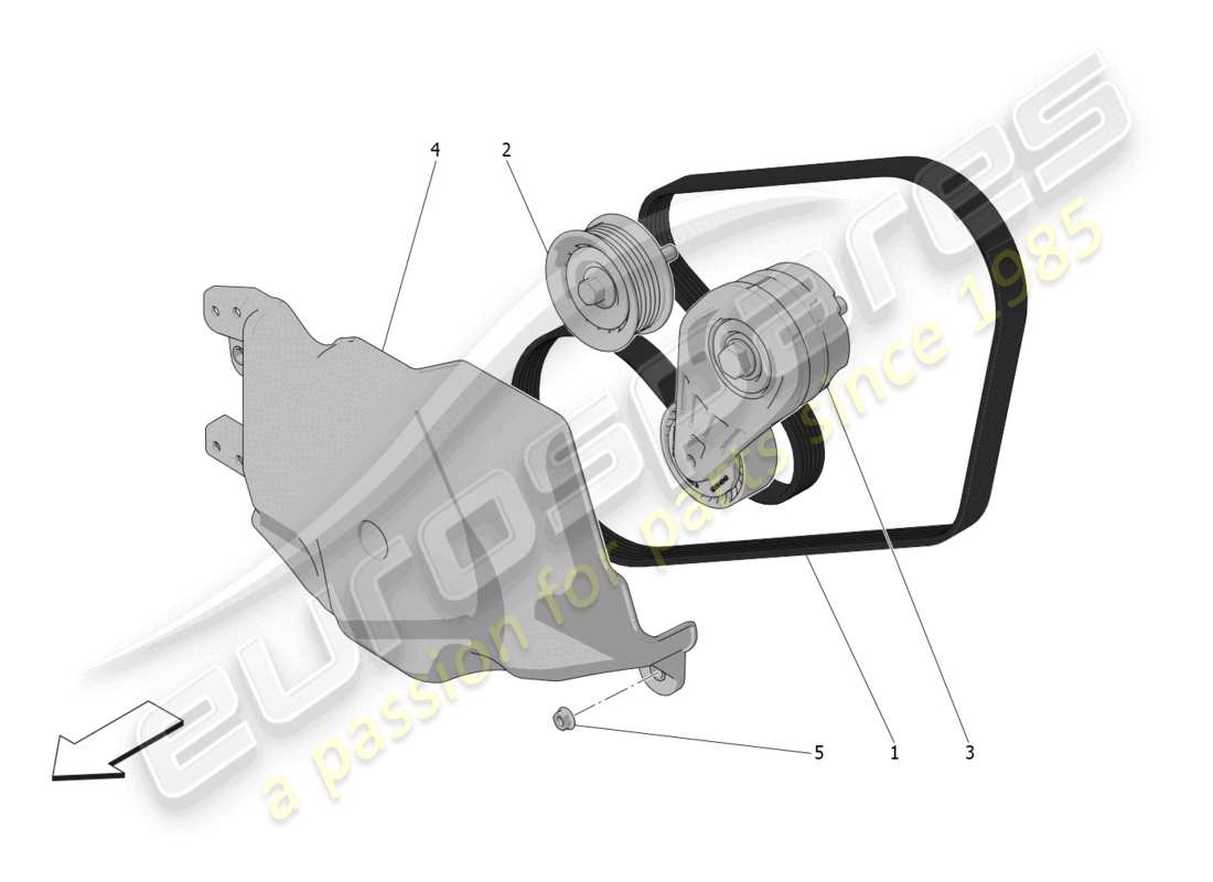 maserati grecale gt (2023) diagramma delle parti delle cinghie dei dispositivi ausiliari