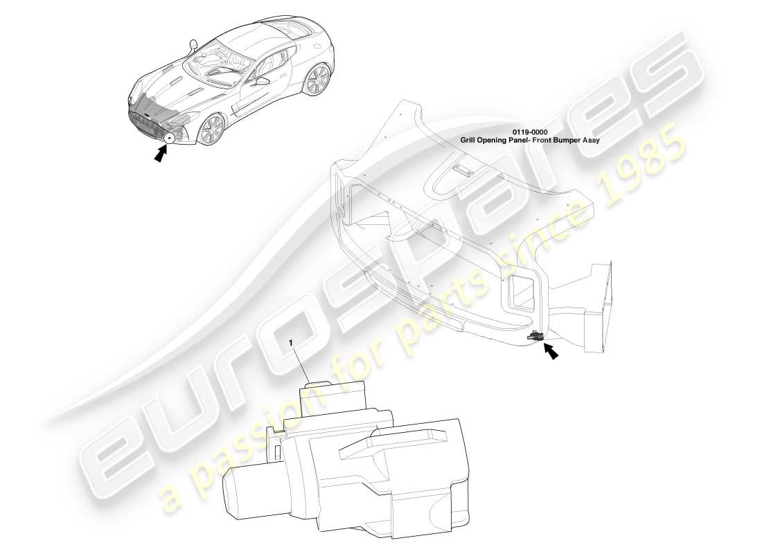 aston martin one-77 (2011) diagramma delle parti dei sensori