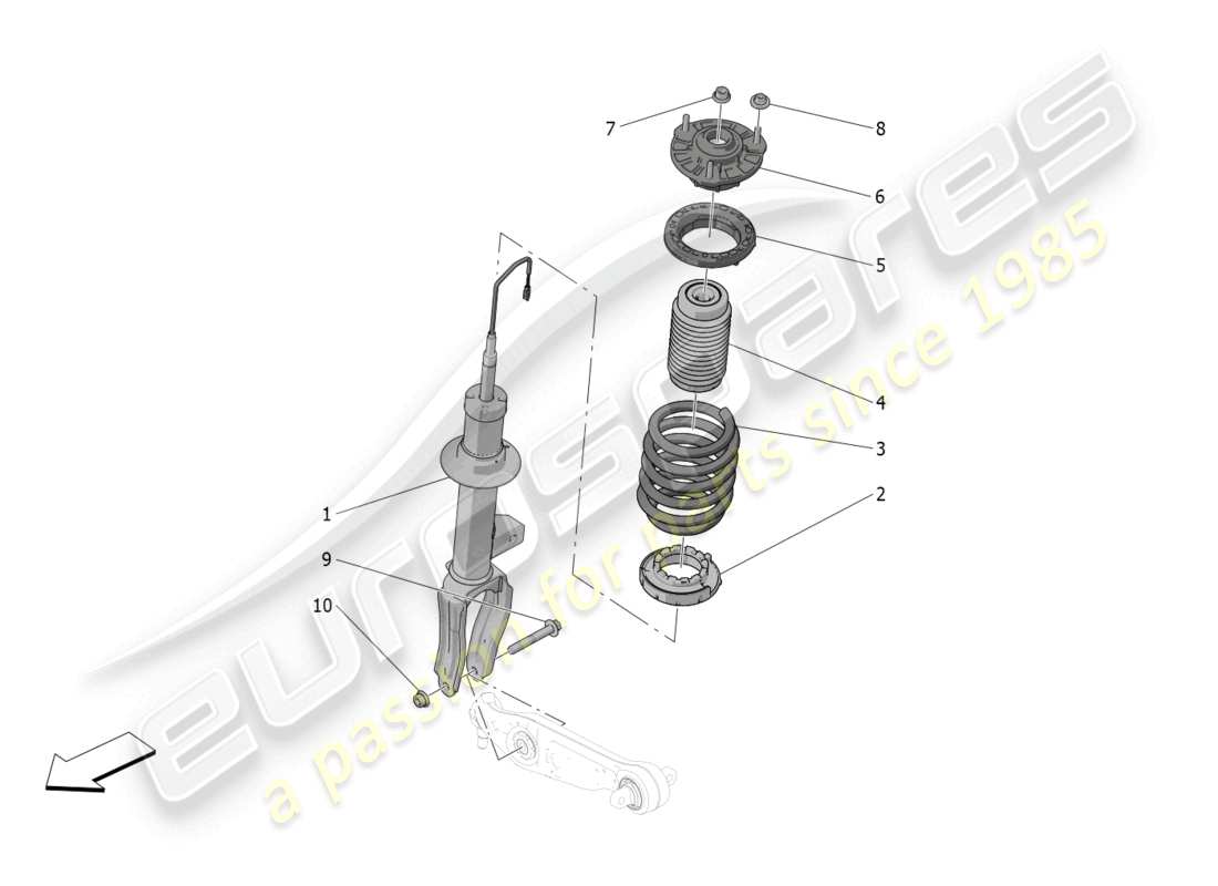 maserati grecale gt (2023) diagramma delle parti dei dispositivi dell'ammortizzatore anteriore