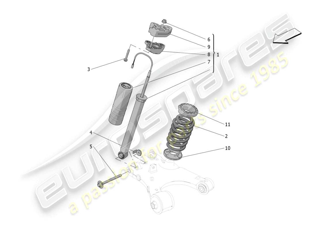 maserati grecale gt (2023) schema delle parti dei dispositivi ammortizzatore posteriore