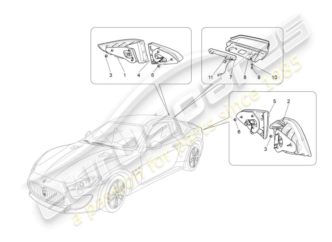 maserati granturismo mc stradale (2012) gruppi fanali posteriori diagramma delle parti