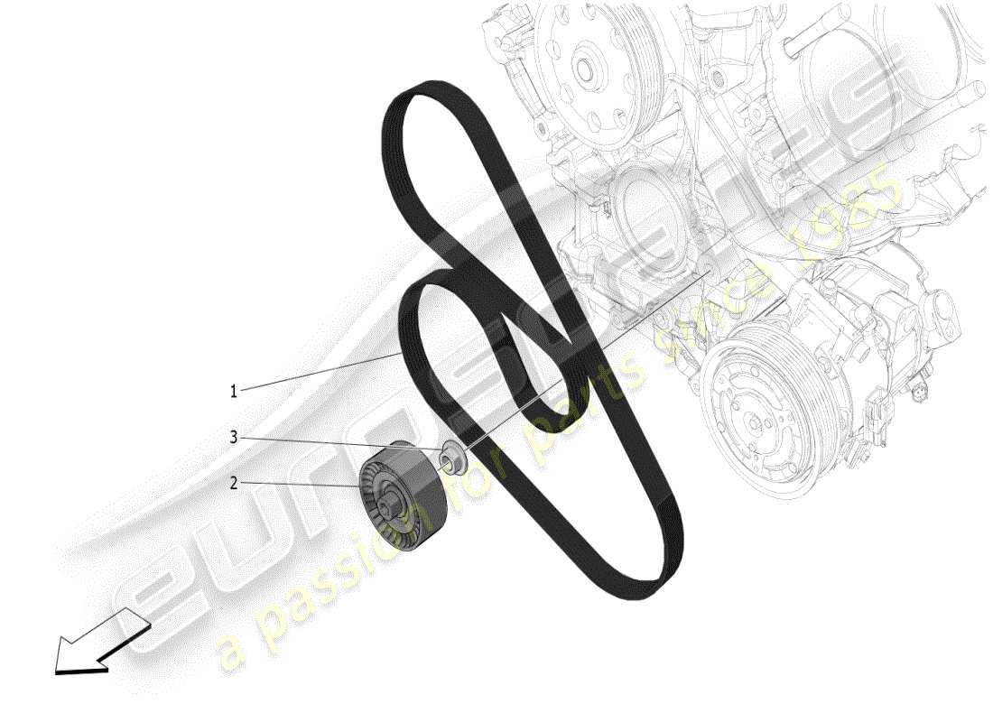 maserati mc20 (2024) cinture per dispositivi ausiliari diagramma delle parti