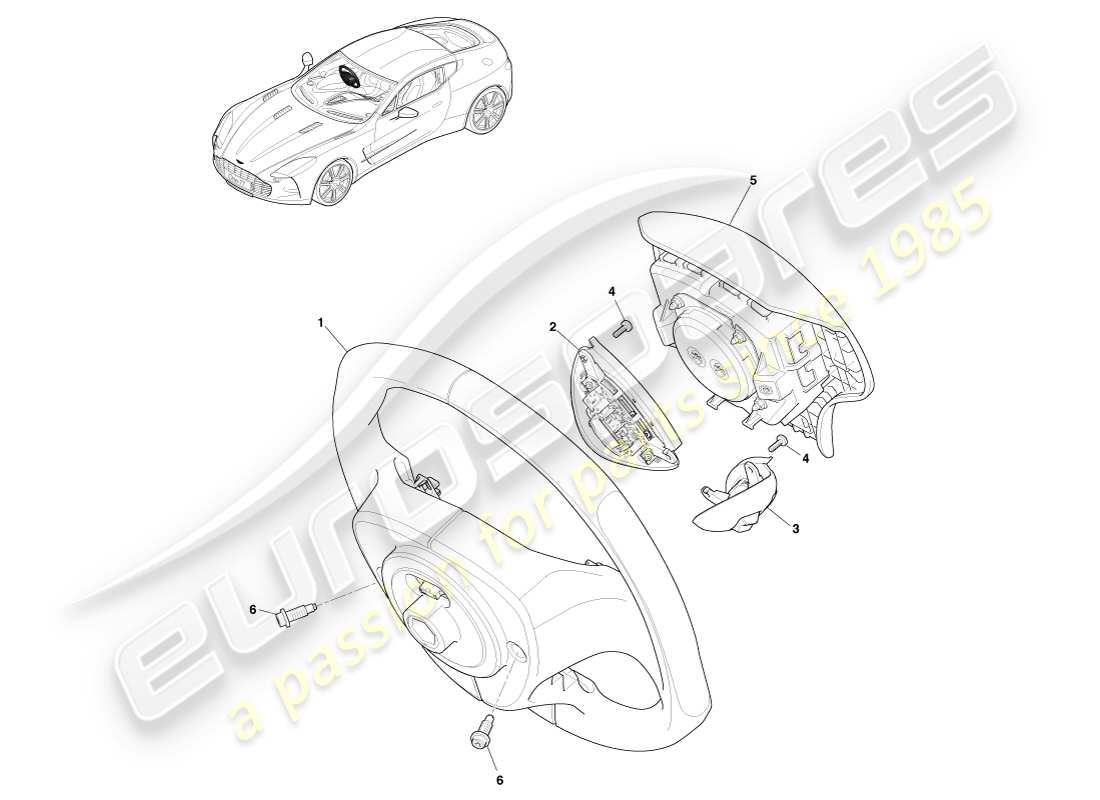 aston martin one-77 (2011) schema delle parti del gruppo volante