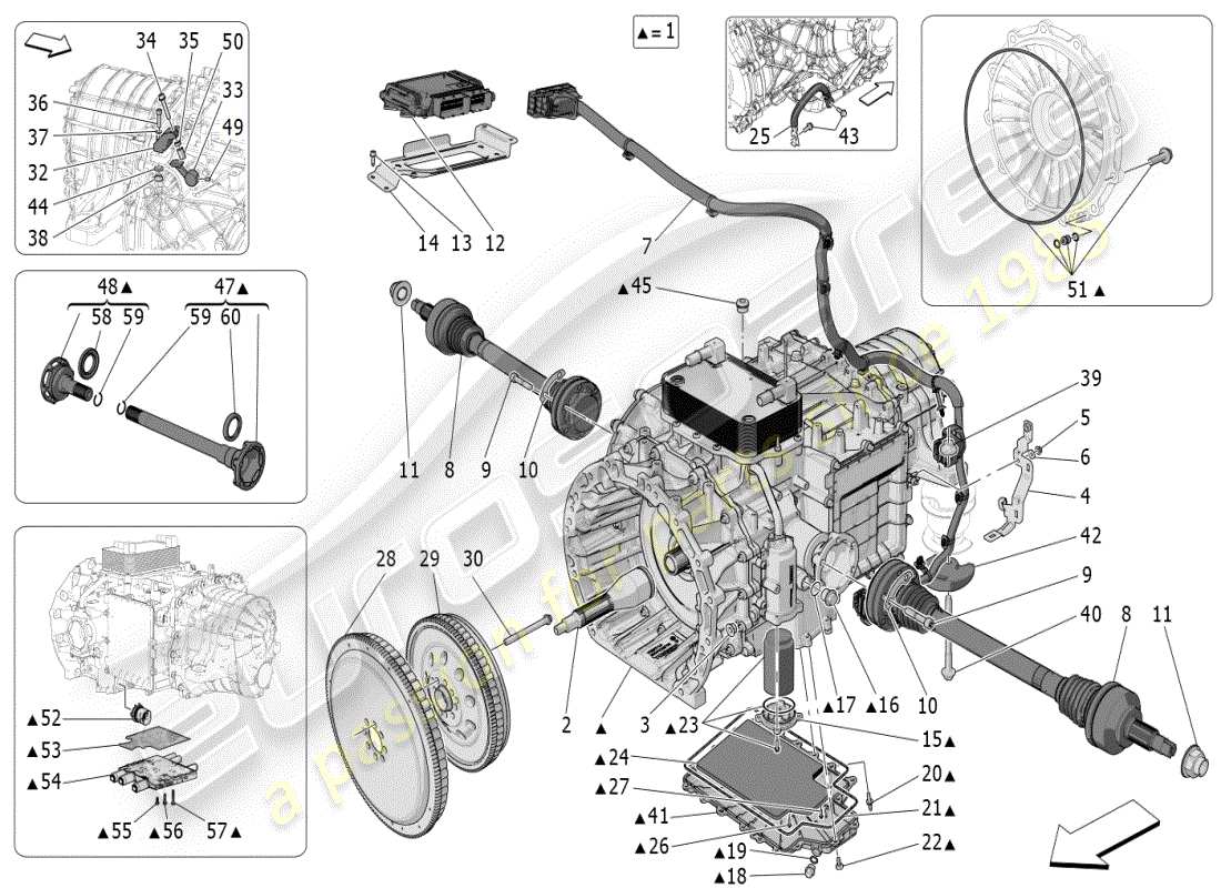 maserati mc20 (2024) alloggiamenti del cambio diagramma delle parti