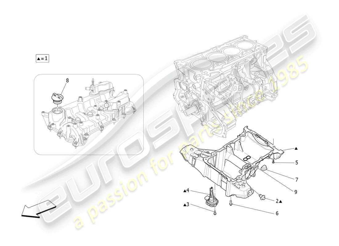 maserati levante gt (2022) sistema di lubrificazione: circuito e raccolta diagramma delle parti