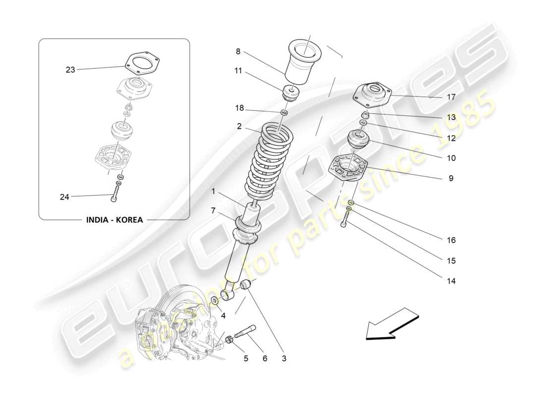 maserati granturismo mc stradale (2013) schema delle parti dei dispositivi ammortizzatore posteriore