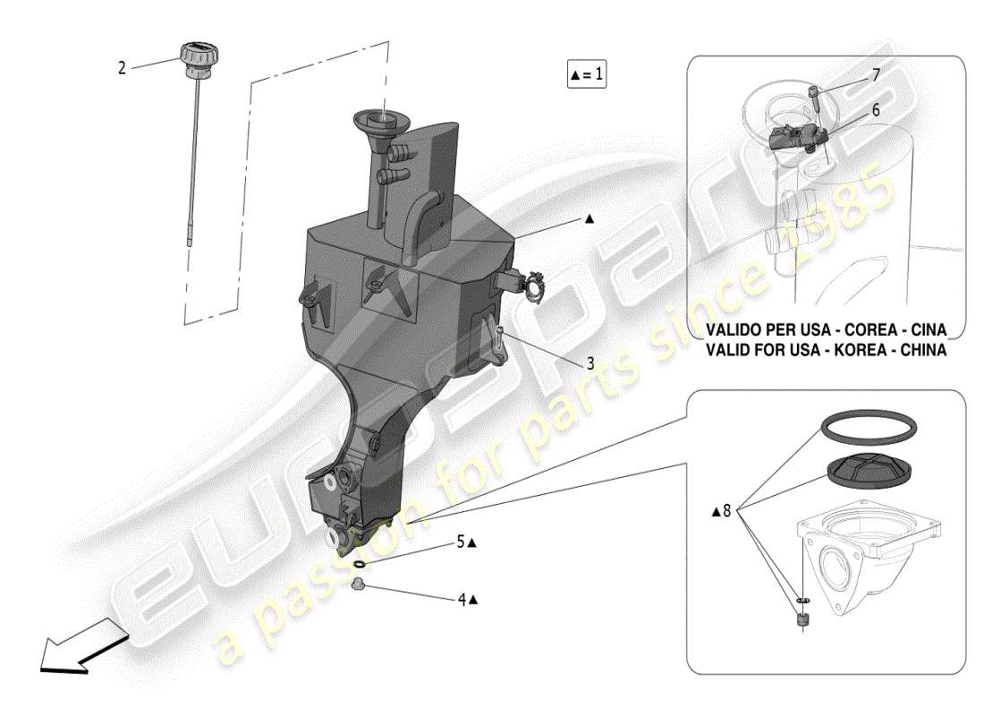 maserati mc20 (2024) sistema di lubrificazione: circuito e raccolta diagramma delle parti