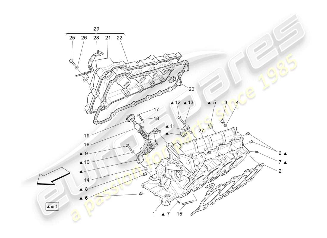 maserati grancabrio mc (2013) schema delle parti della testata destra