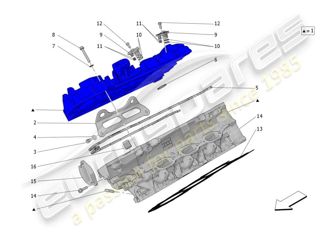 maserati mc20 (2023) schema delle parti della testata destra