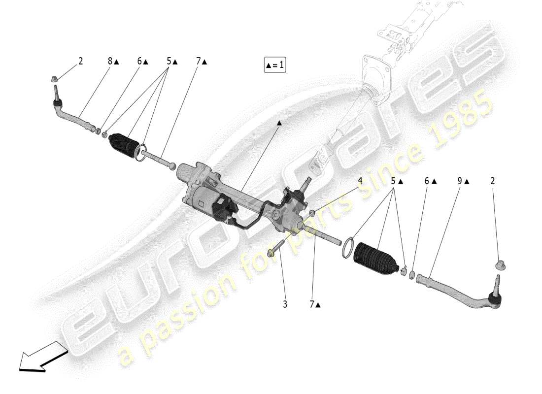 maserati mc20 (2024) unità cremagliera sterzo completa schema delle parti