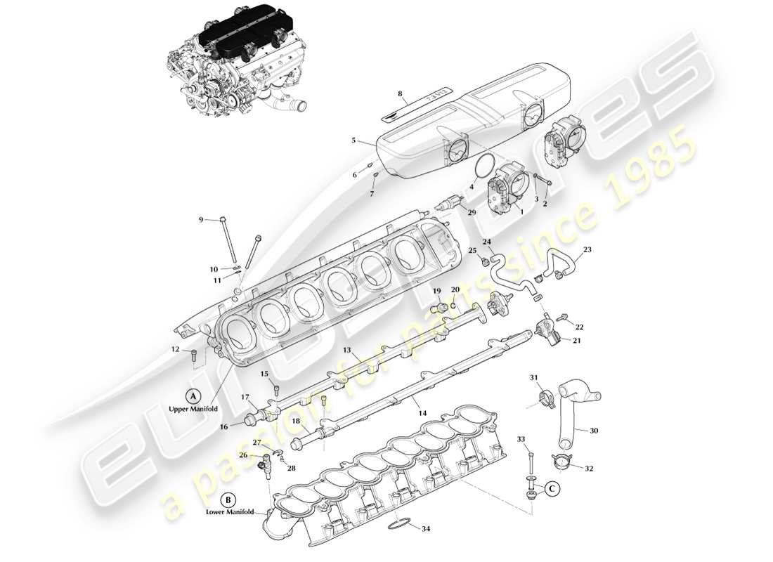 aston martin one-77 (2011) ricarica e controlli del carburante diagramma delle parti
