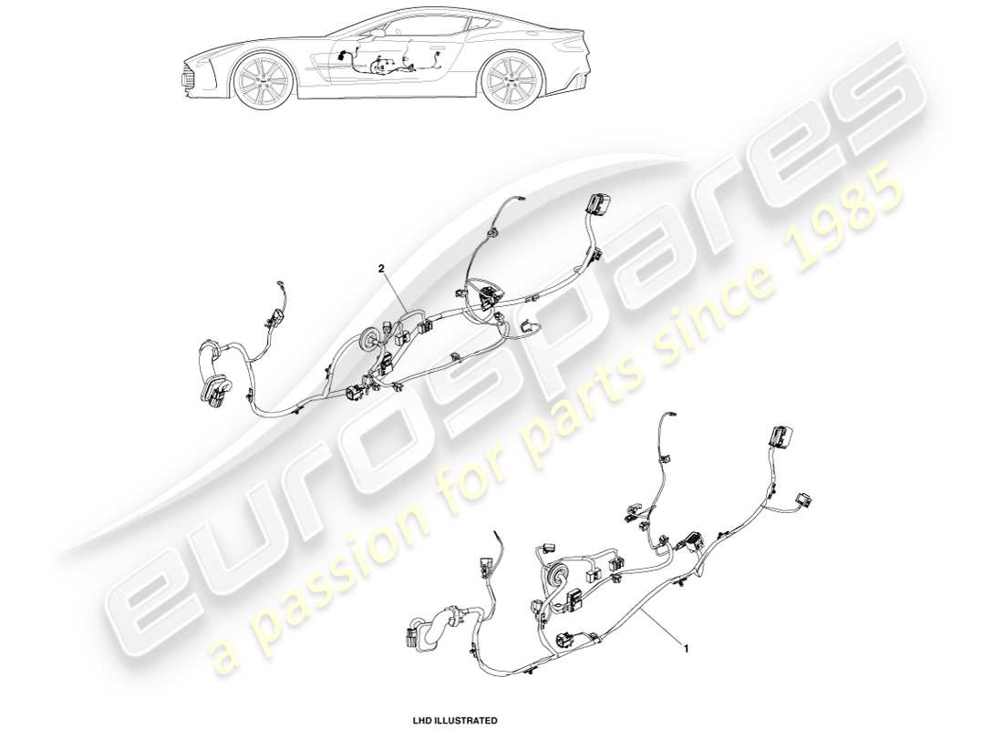 aston martin one-77 (2011) cablaggio della porta diagramma delle parti