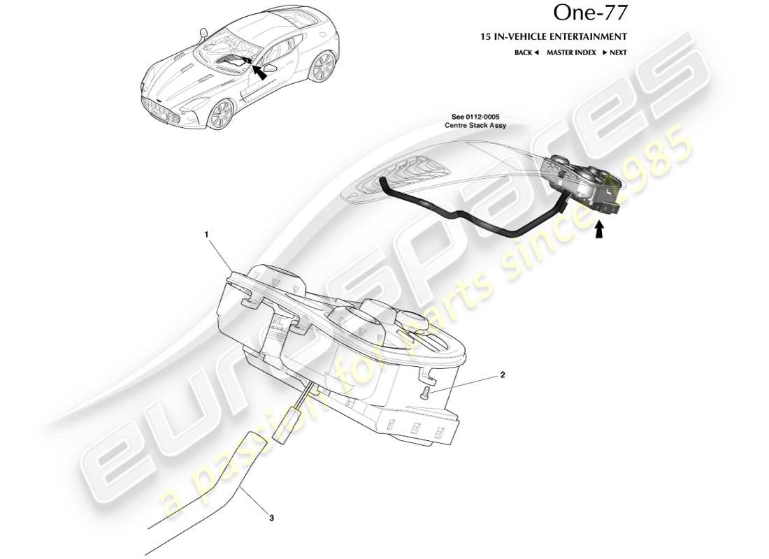 aston martin one-77 (2011) controlli multimediali diagramma delle parti