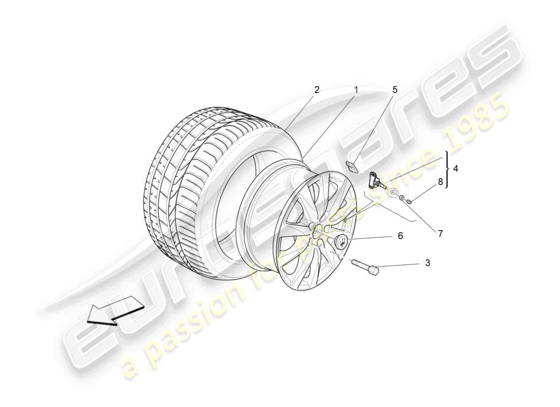 maserati levante (2018) diagramma delle parti di ruote e pneumatici