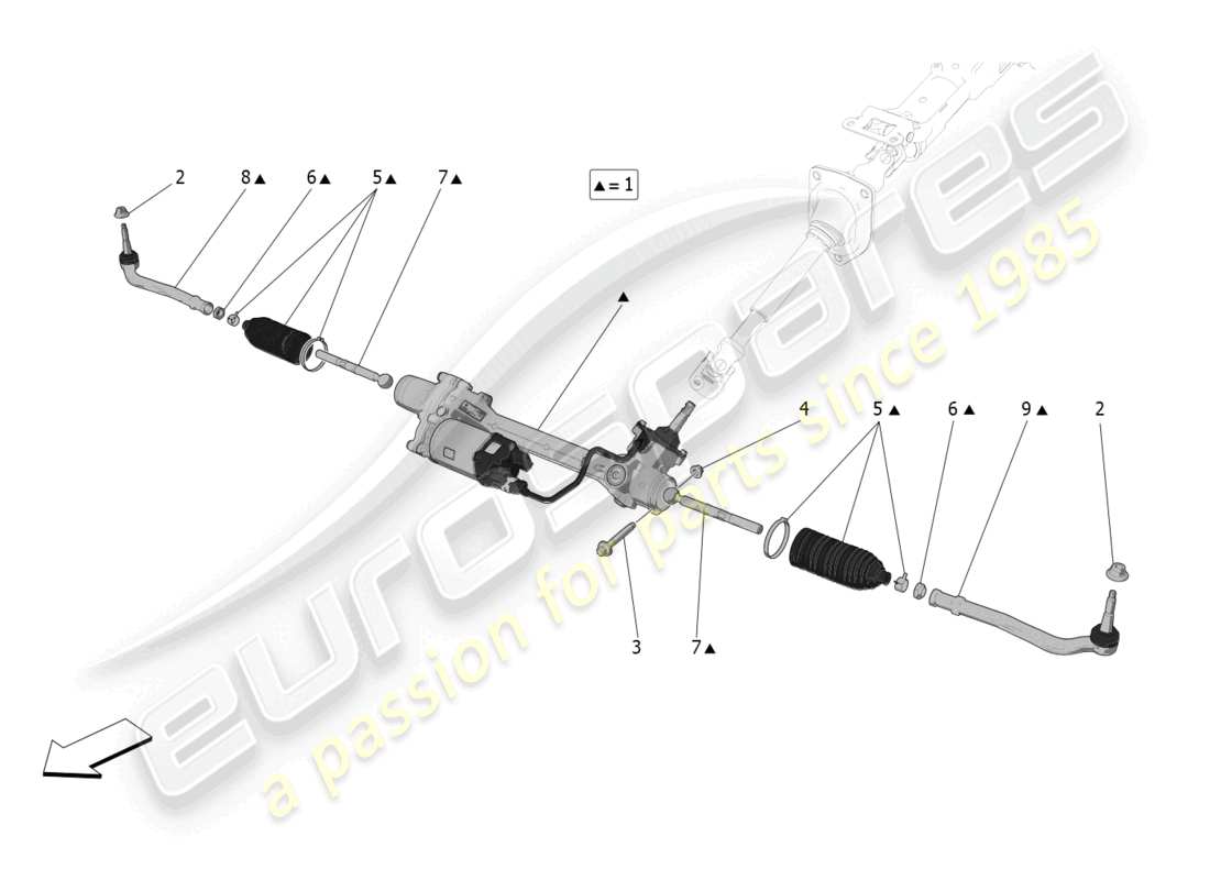 maserati mc20 (2022) unità cremagliera sterzo completa schema delle parti