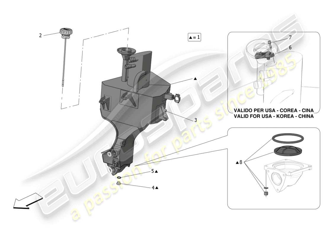 maserati mc20 (2023) sistema di lubrificazione: diagramma delle parti del circuito e della raccolta