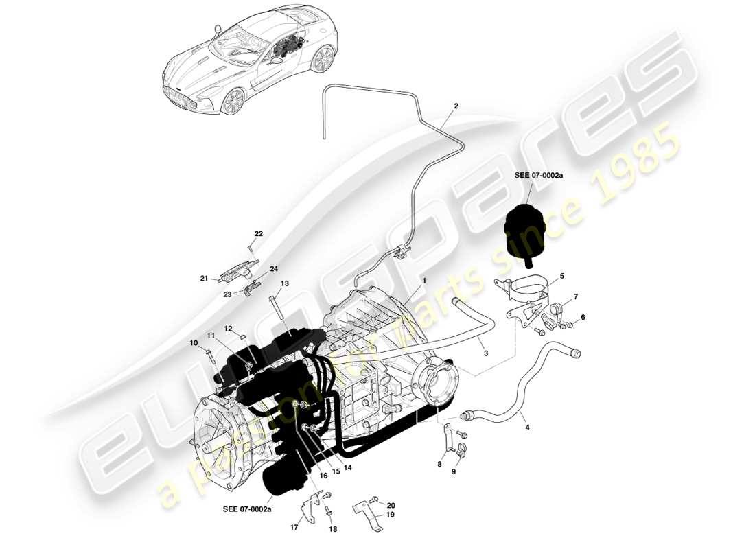 aston martin one-77 (2011) diagramma delle parti del gruppo trasmissione