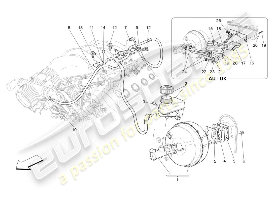 maserati grancabrio mc (2013) diagramma delle parti del servosistema freno