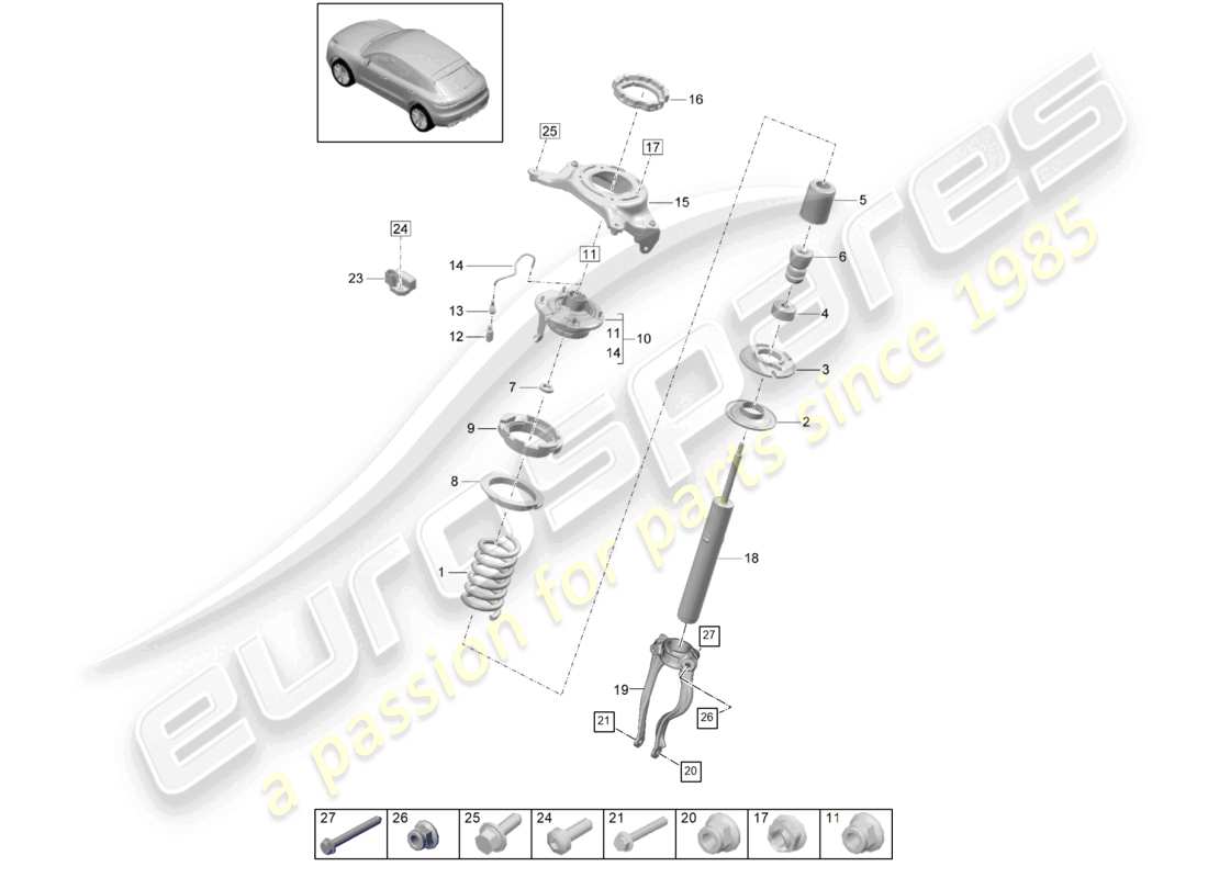 un diagramma delle parti dal catalogo delle parti porsche macan