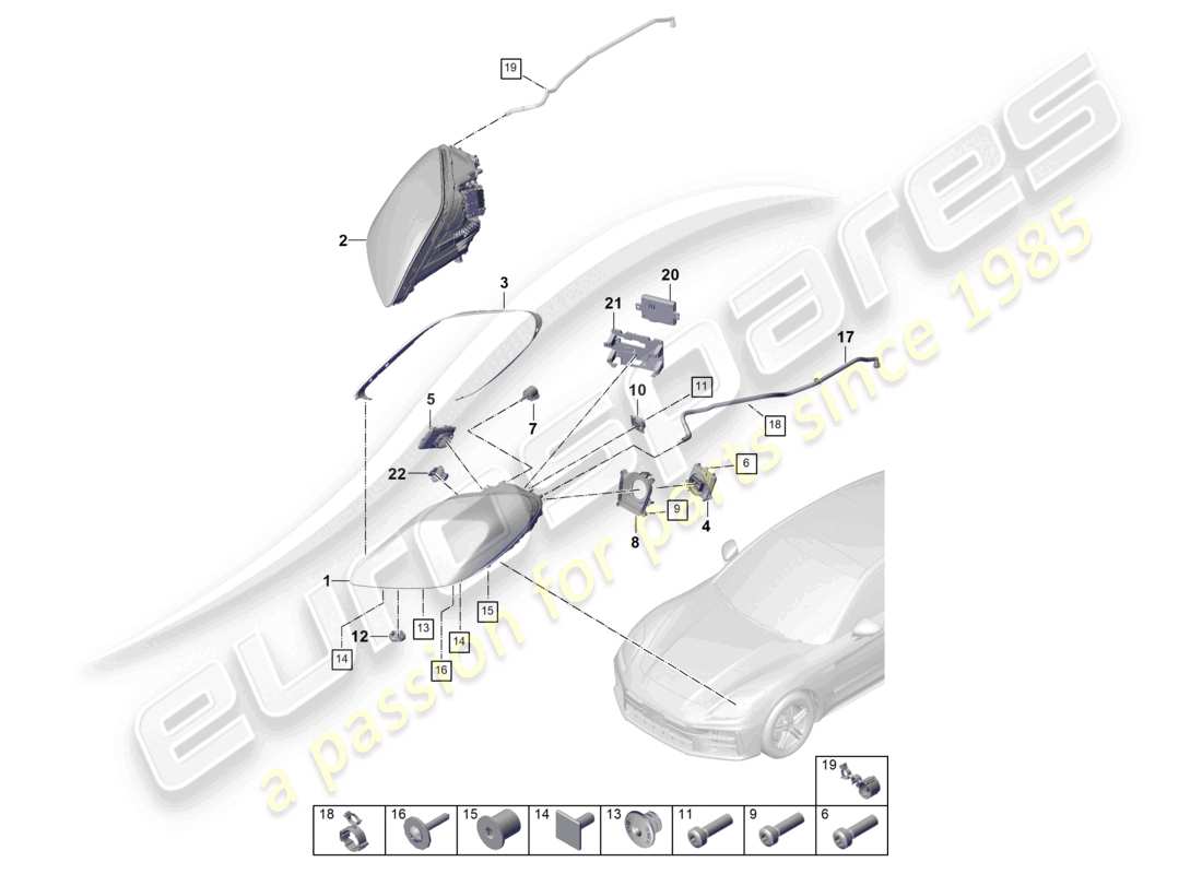 un diagramma delle parti dal catalogo delle parti porsche 2026 (panamera 976)