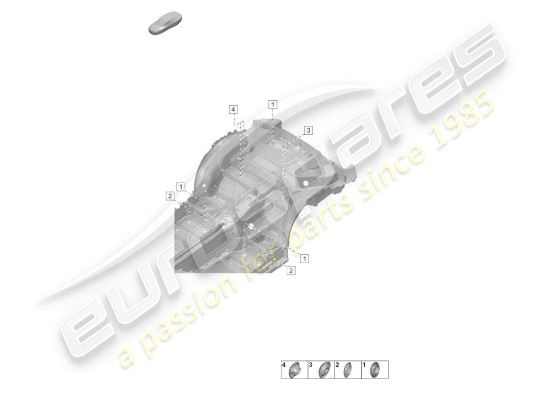porsche 2020 (992-1 turbo / s) tappi per carrozzeria posteriore, interno carrozzeria parte posteriore diagramma delle parti