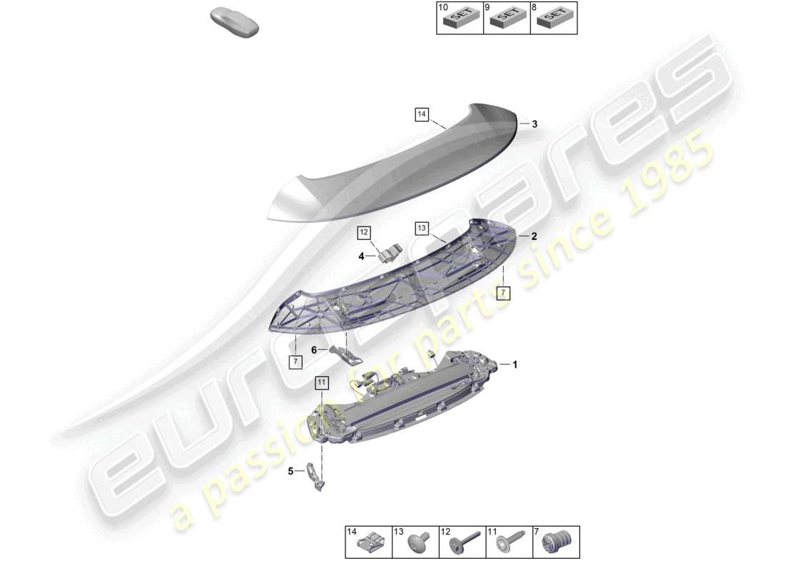porsche 2024 (992-2) schema delle parti spoiler posteriore