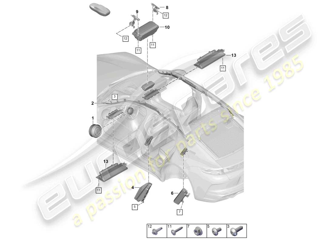 porsche 2026 (panamera 976) diagramma delle parti dell'airbag