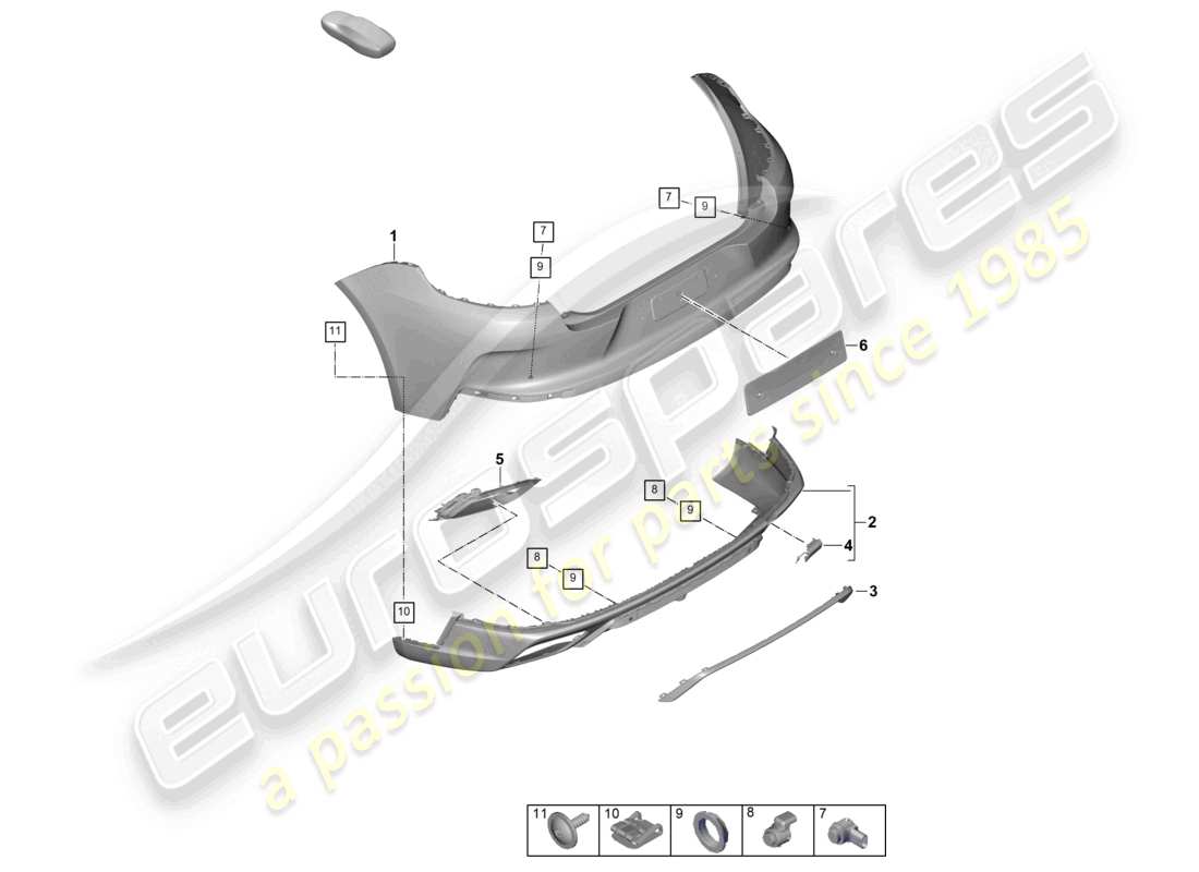 porsche 2026 (panamera 976) schema delle parti paraurti posteriore