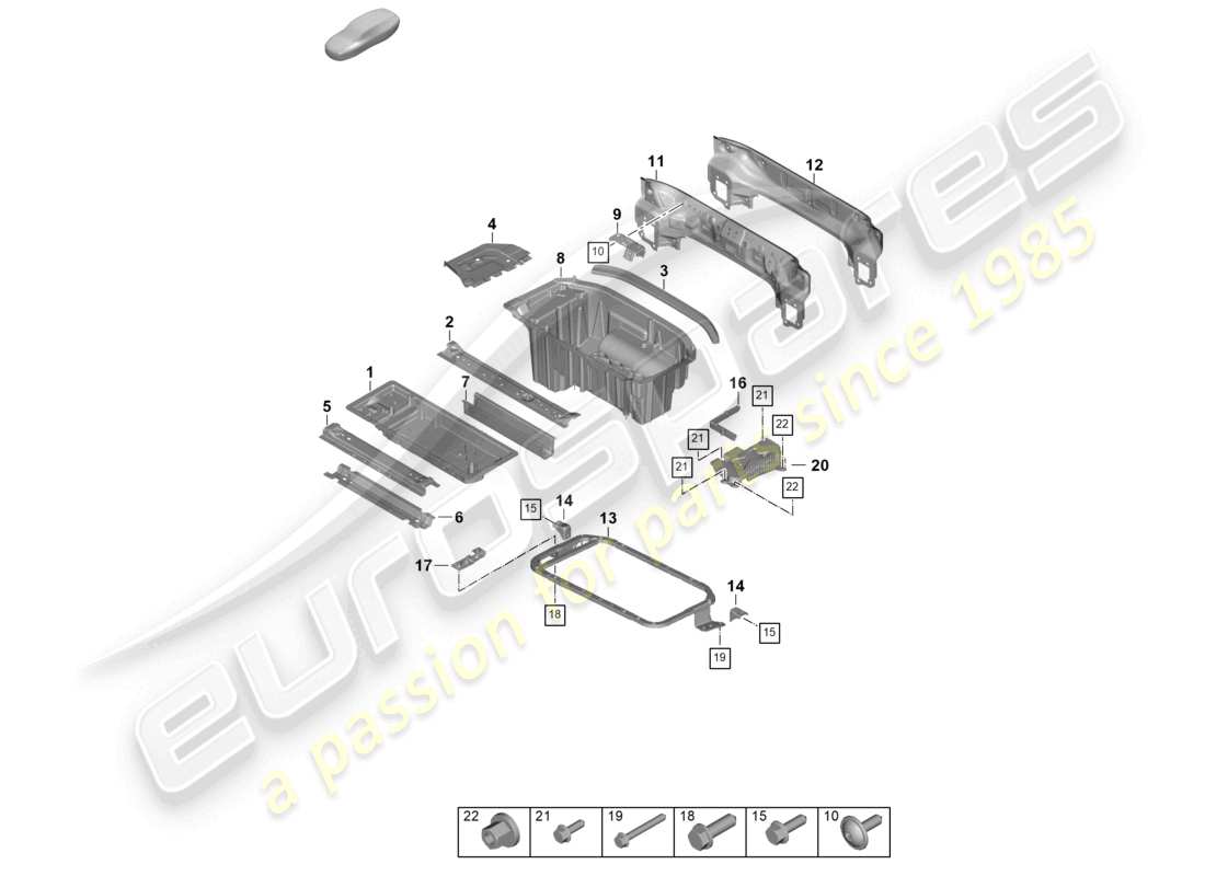 porsche 2026 (panamera 976) parte posteriore piastra inferiore pannello trasversale diagramma delle parti