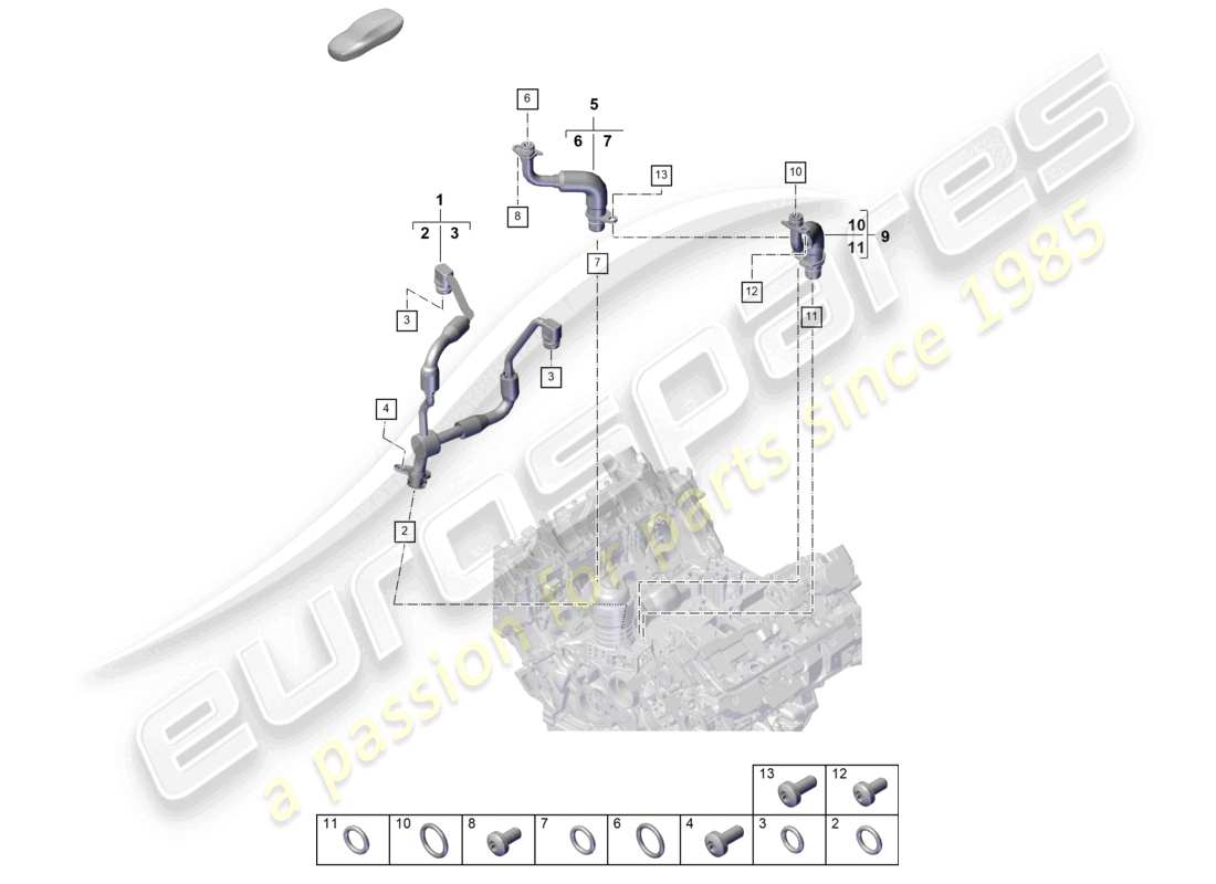 porsche 2025 (cayenne e3 pa) schema elettrico della linea di pressione dell'olio per il turbocompressore a gas di scarico