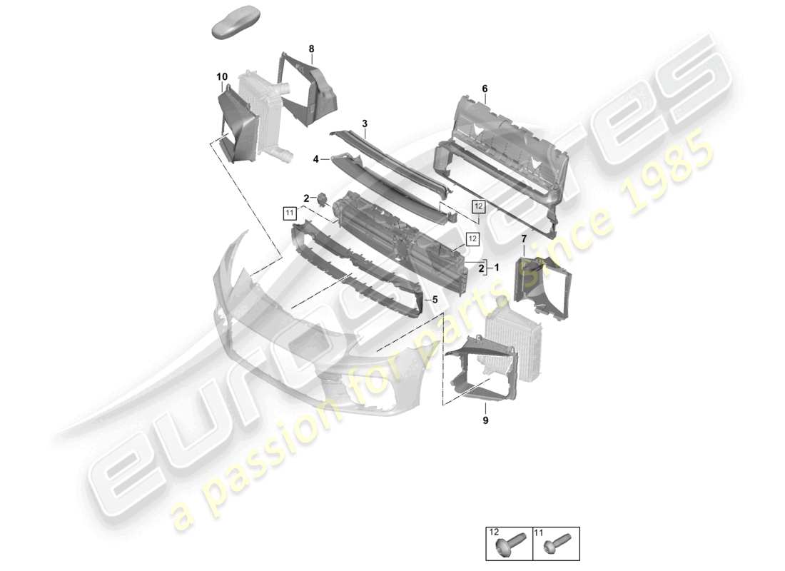 porsche 2025 (panamera 976) diagramma delle parti della guida dell'aria e del pacco dischi
